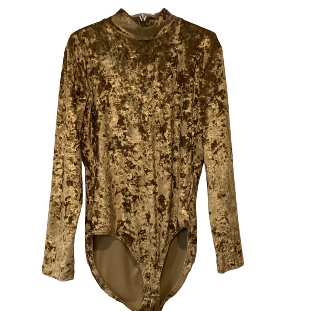 Elements Exclusively by Spiegel Crushed Velvet Bodysuit Large L